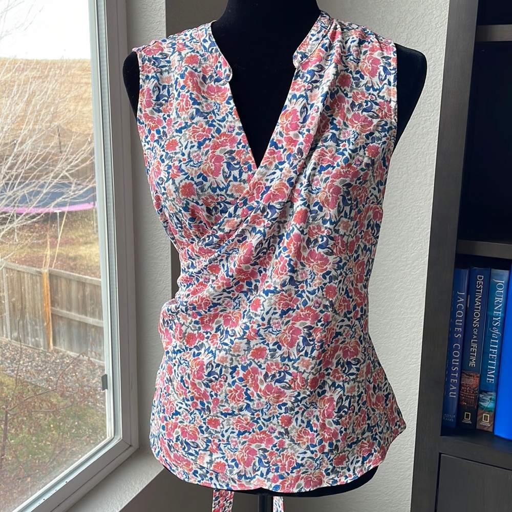 1. State brand sleeveless V-wrap top